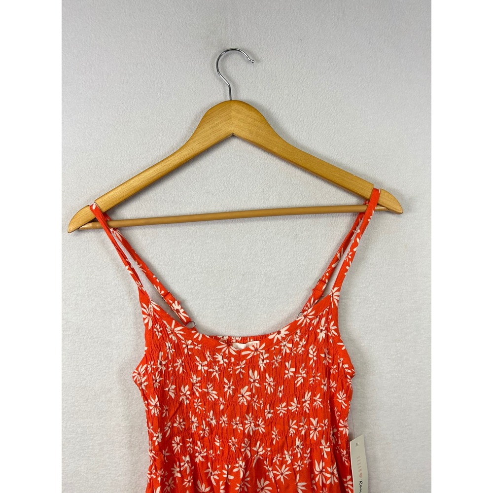 Urban Romantics Smocked Floral Cami Tank Top Orange White Daisy Print Women's‎ S - Picture 4 of 9